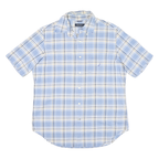 NAUTICA Mens Blue & White Check Short Sleeve Shirt M Casual Cotton Blend