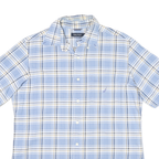 NAUTICA Mens Blue & White Check Short Sleeve Shirt M Casual Cotton Blend