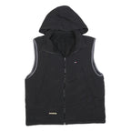 TOMMY HILFIGER Mens Black & Grey Hooded Jacket L Polyester Blend Zip Casual