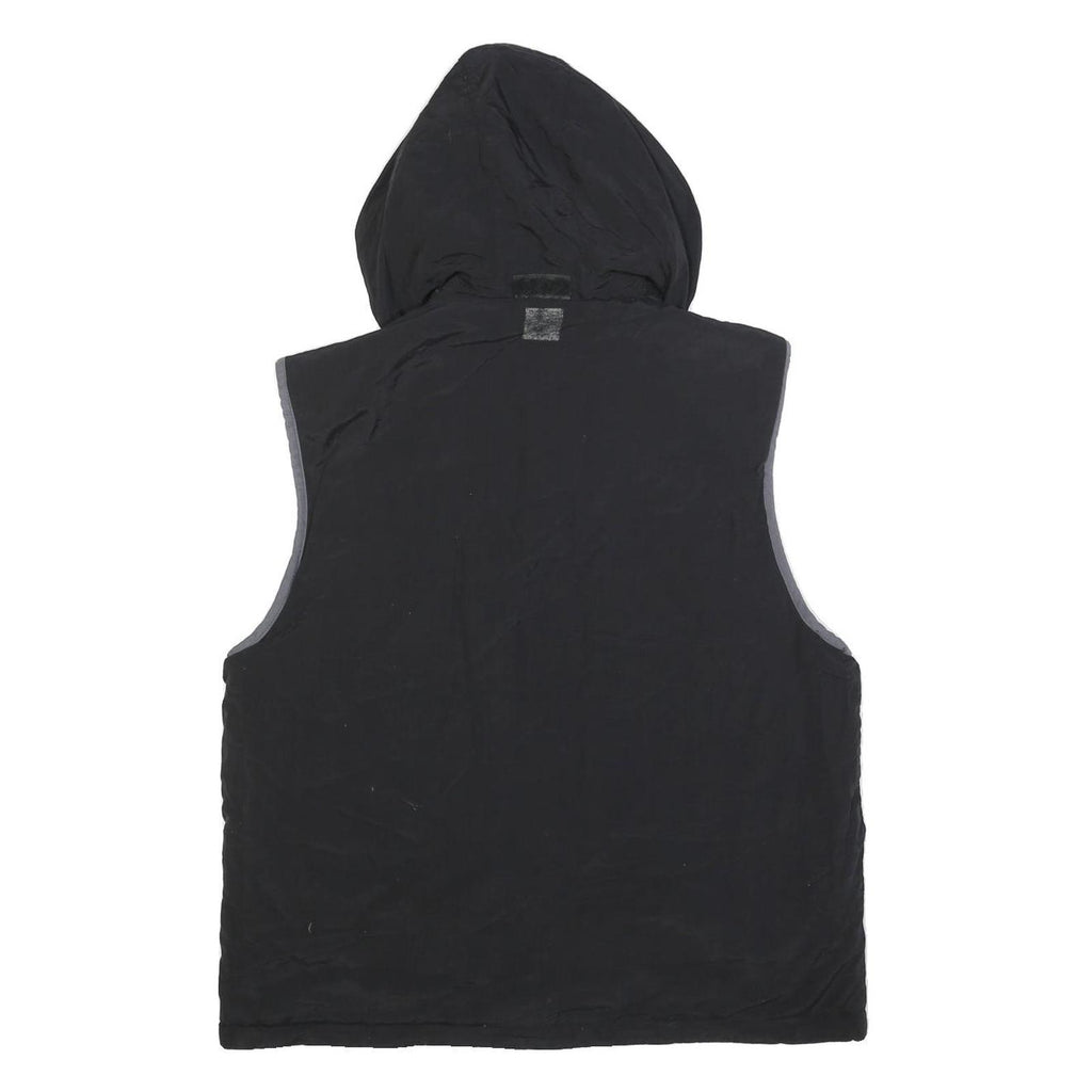 TOMMY HILFIGER Mens Black & Grey Hooded Jacket L Polyester Blend Zip Casual