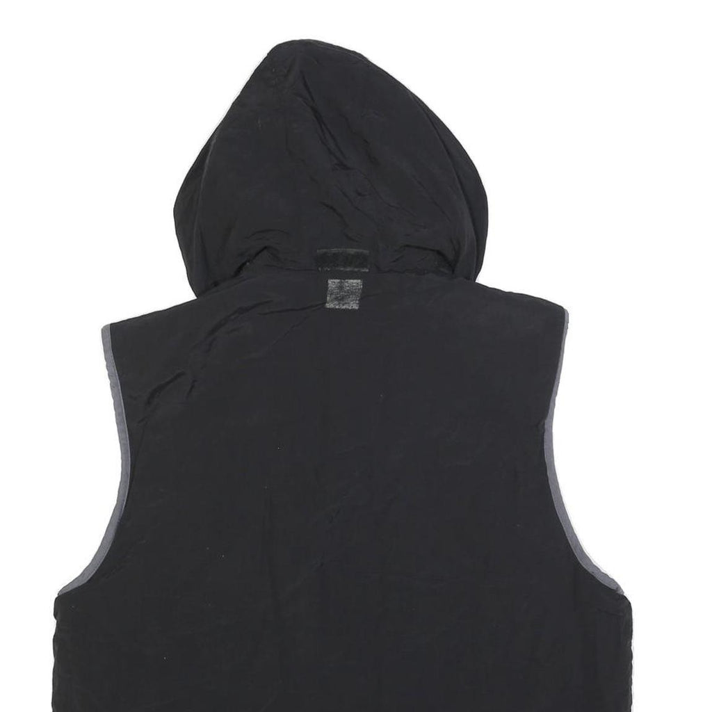 TOMMY HILFIGER Mens Black & Grey Hooded Jacket L Polyester Blend Zip Casual