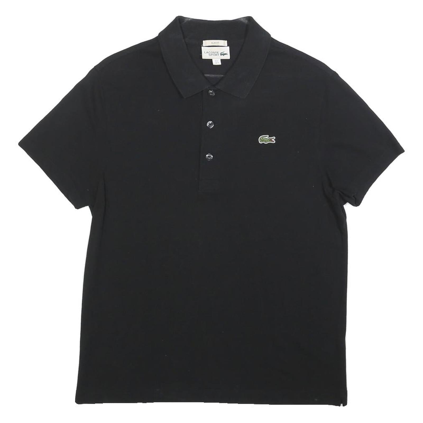 LACOSTE Mens Black Short Sleeve Polo Shirt S Cotton Blend Classic Fit