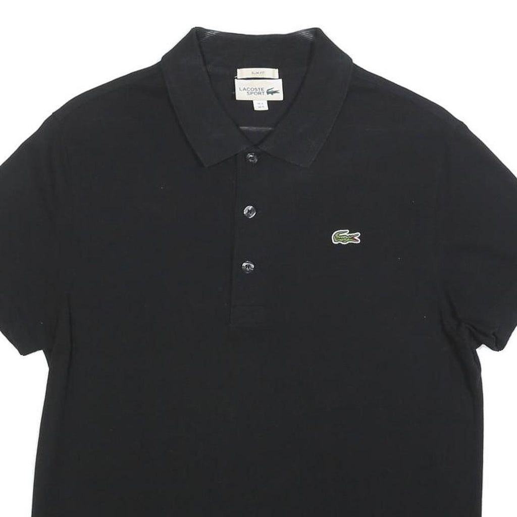 LACOSTE Mens Black Short Sleeve Polo Shirt S Cotton Blend Classic Fit