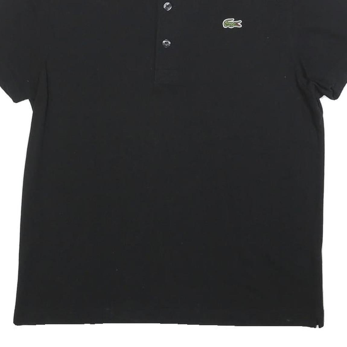 LACOSTE Mens Black Short Sleeve Polo Shirt S Cotton Blend Classic Fit