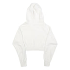 GUESS Womens White Cropped Hoodie L Cotton Blend Casual Streetwear