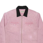 STUSSY Womens Pink & Black Cotton Canvas Zip Jacket L Workwear Long Sleeve