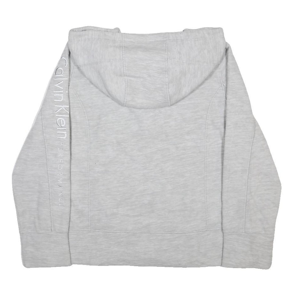 CALVIN KLEIN Womens Grey Zip Up Hoodie Jacket XL Polyester Blend Plain Casual