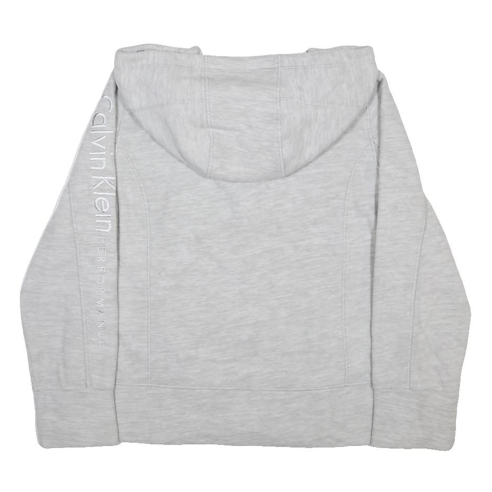 CALVIN KLEIN Womens Grey Zip Up Hoodie Jacket XL Polyester Blend Plain Casual