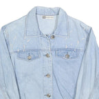 NORBERT NEL Womens Blue Denim Button Jacket M Cotton Blend Sequin Embroidery