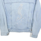 NORBERT NEL Womens Blue Denim Button Jacket M Cotton Blend Sequin Embroidery