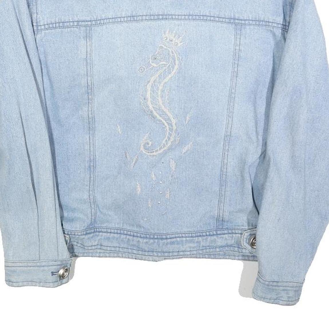 NORBERT NEL Womens Blue Denim Button Jacket M Cotton Blend Sequin Embroidery