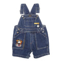 DISNEY Boys Blue Cotton Denim Short Dungarees 2Y W24 L3 Mickey Mouse Patch