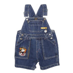 DISNEY Boys Blue Cotton Denim Short Dungarees 2Y W24 L3 Mickey Mouse Patch
