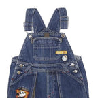 DISNEY Boys Blue Cotton Denim Short Dungarees 2Y W24 L3 Mickey Mouse Patch