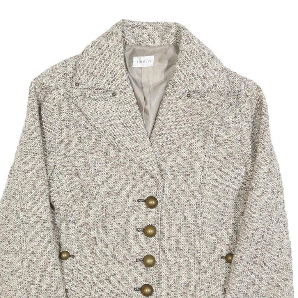 MOTIVI Womens Beige Tweed Button Jacket S Woven Classic Stylish