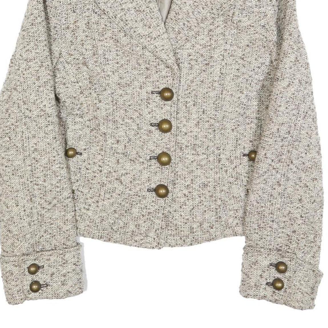 MOTIVI Womens Beige Tweed Button Jacket S Woven Classic Stylish