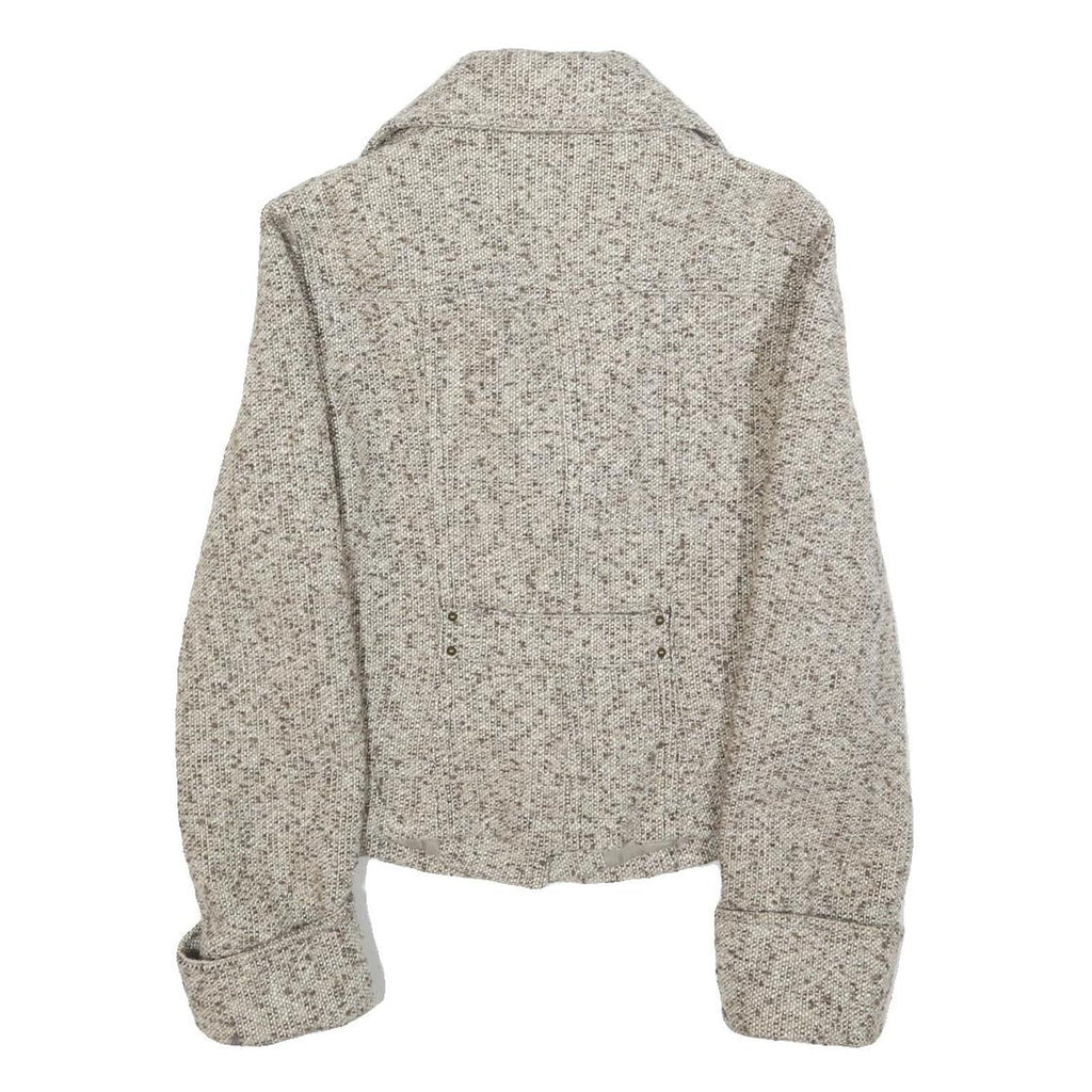 MOTIVI Womens Beige Tweed Button Jacket S Woven Classic Stylish