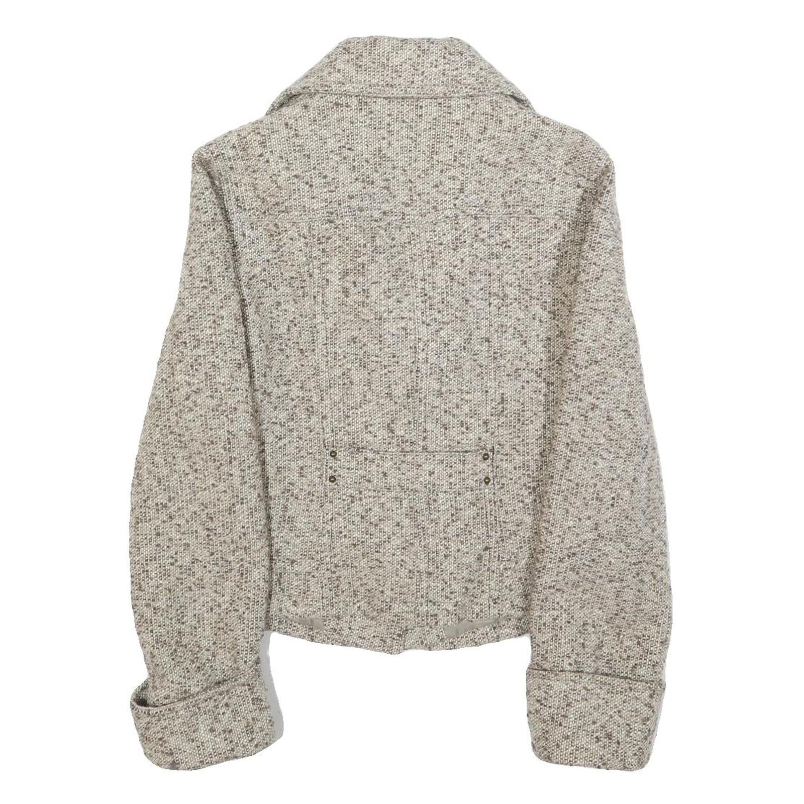 MOTIVI Womens Beige Tweed Button Jacket S Woven Classic Stylish