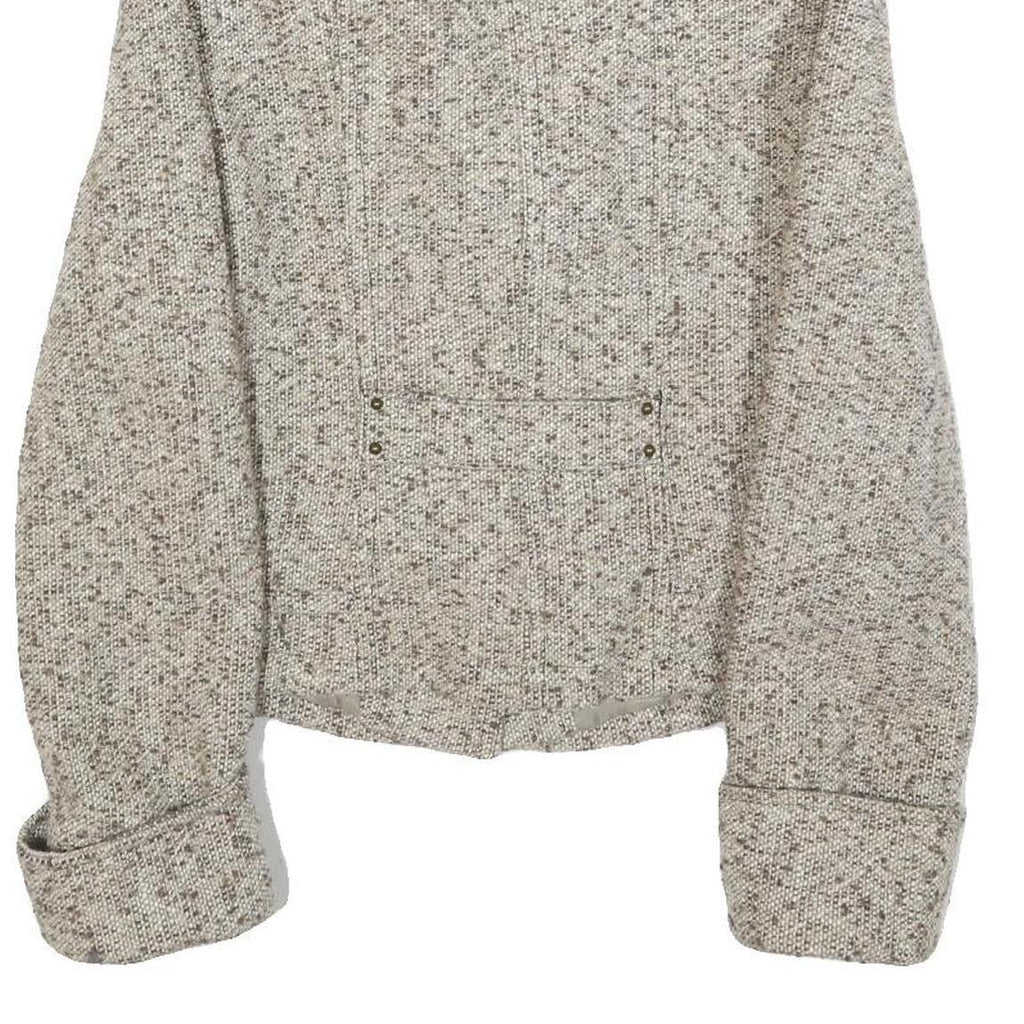 MOTIVI Womens Beige Tweed Button Jacket S Woven Classic Stylish