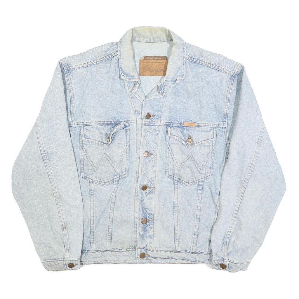 WRANGLER Mens Blue Denim Jacket L Cotton Classic Western Button Closure