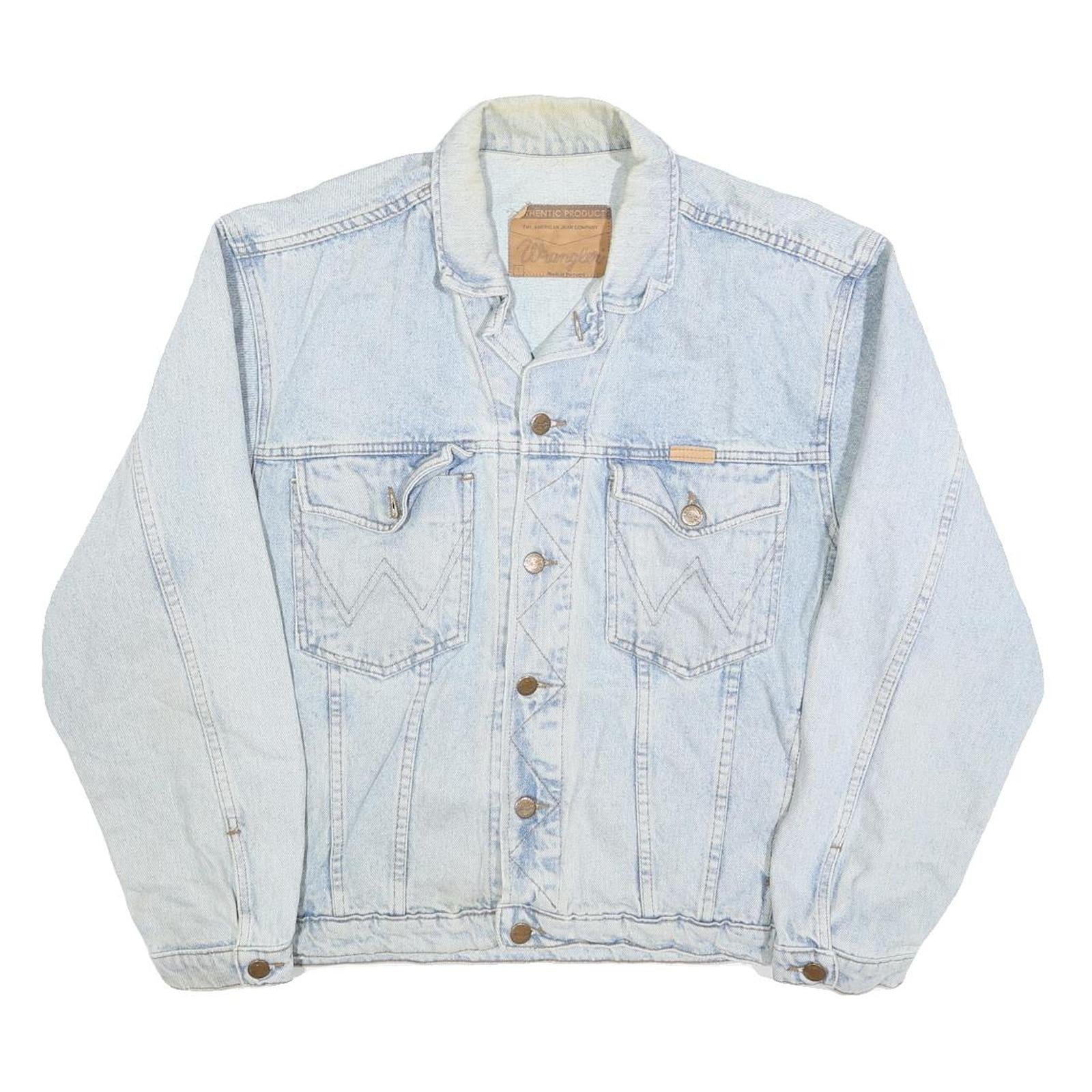 WRANGLER Mens Blue Denim Jacket L Cotton Classic Western Button Closure