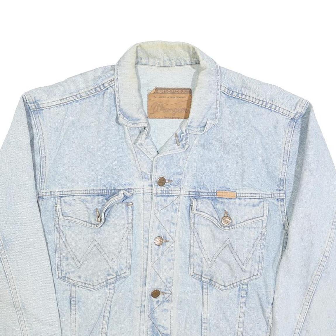 WRANGLER Mens Blue Denim Jacket L Cotton Classic Western Button Closure