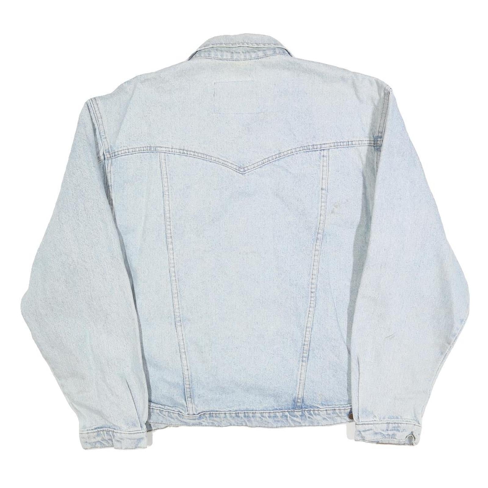 WRANGLER Mens Blue Denim Jacket L Cotton Classic Western Button Closure