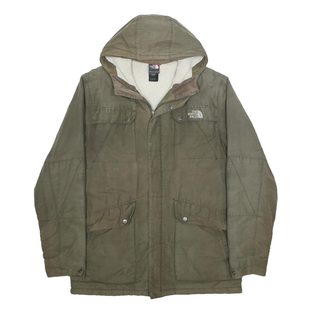 THE NORTH FACE Mens Green Cotton Blend Jacket M Hooded Zip Casual Outdoor