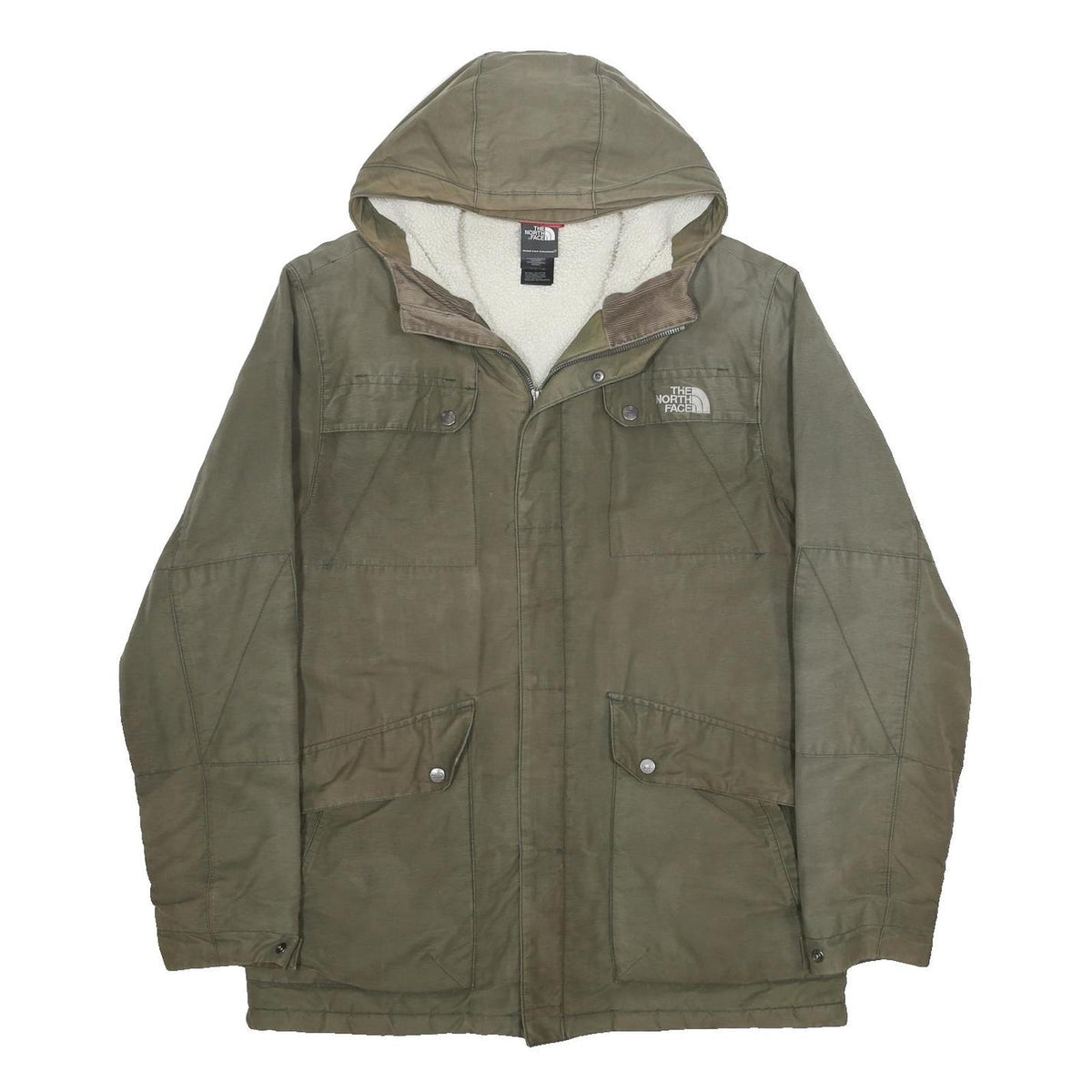 THE NORTH FACE Mens Green Cotton Blend Jacket M Hooded Zip Casual Outdoor