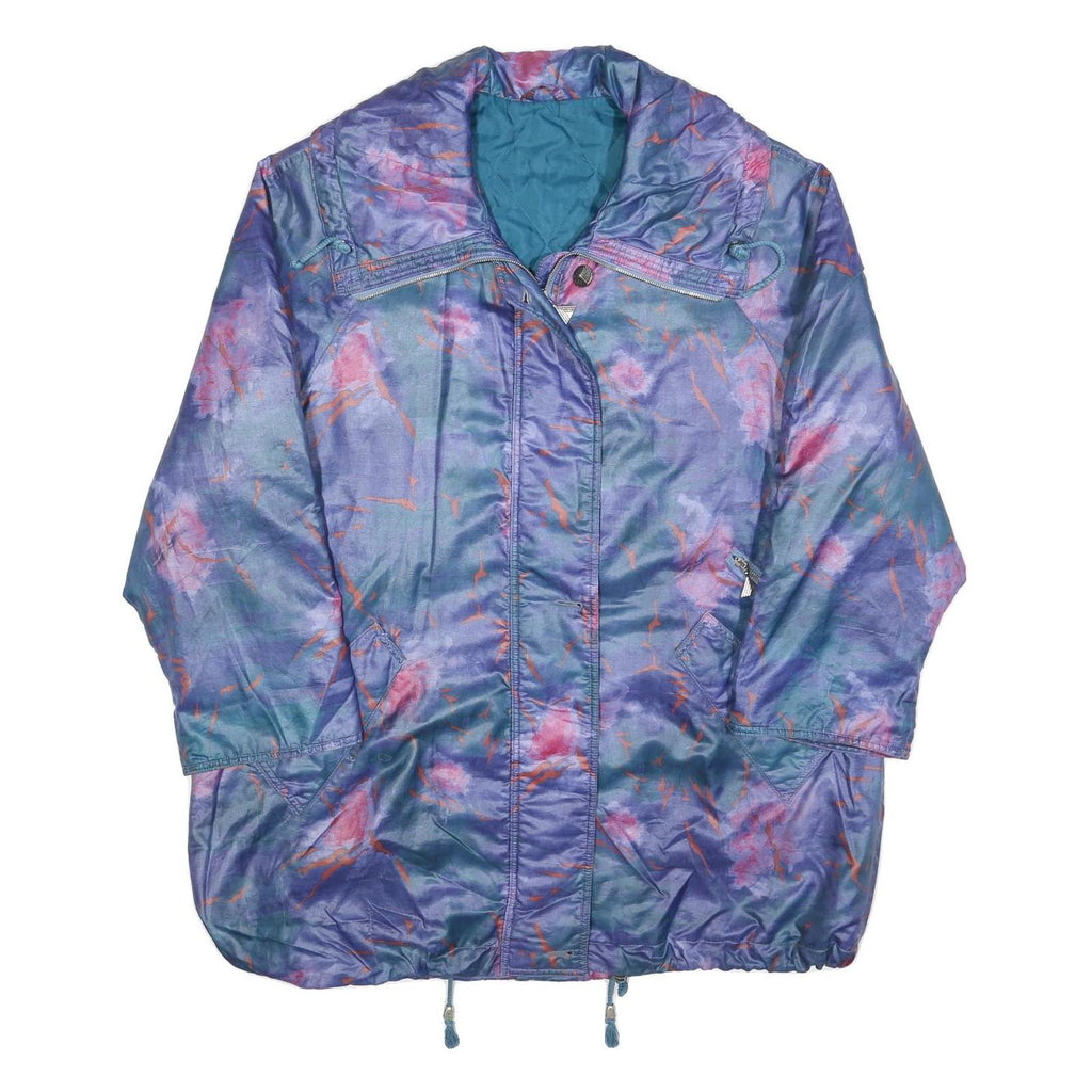 Womens Blue & Purple Abstract Pattern Zip Jacket XL Polyester Blend Casual