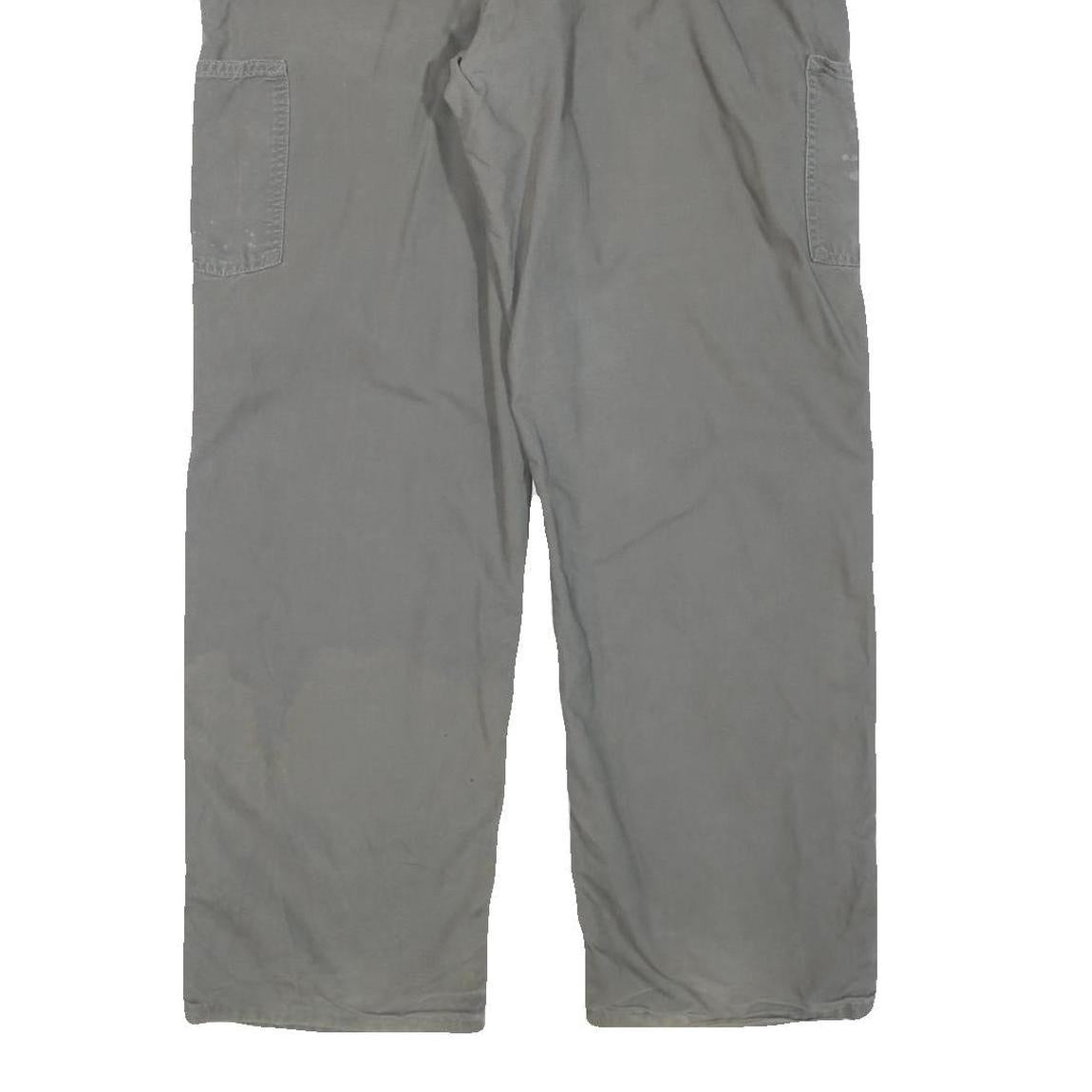 CARHARTT Mens Regular Grey Cotton Blend Trousers W36 L32 Workwear Zip Closure
