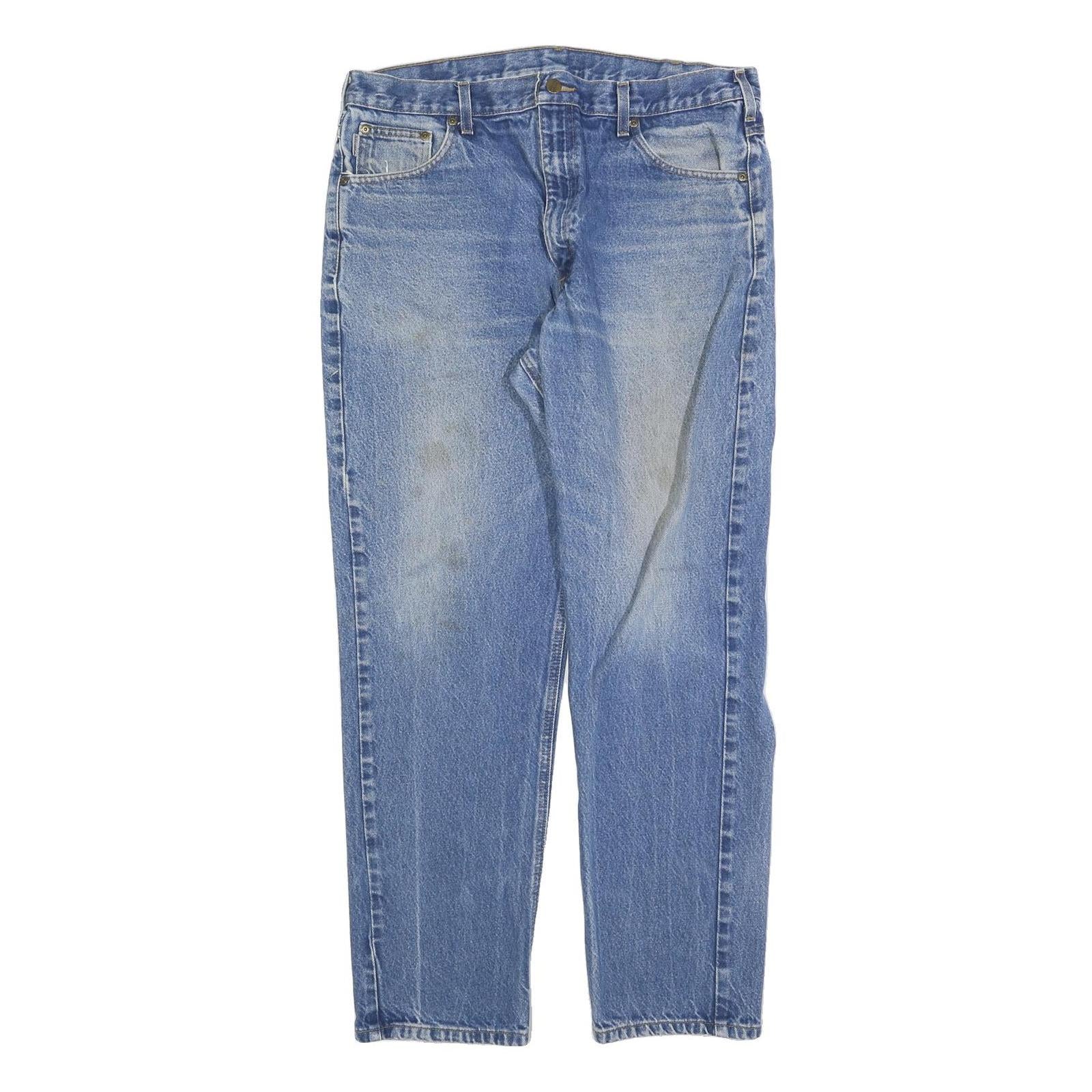 CARHARTT Mens Regular Fit Blue Denim Jeans W36 L32 Classic Cotton Zip