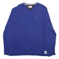 TOMMY JEANS Mens Blue Plain Cotton Blend Crew Neck Basic Knit Jumper XL Casual