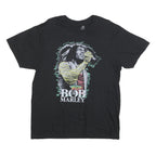 ZION Mens Black Bob Marley Graphic T-Shirt L Short Sleeve Crew Neck Casual
