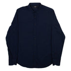 REPLAY Slim Fit Mens Plain Shirt Blue Long Sleeve M