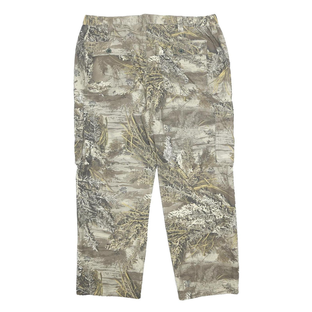 REAL TREE Mens Cotton Blend Beige Camouflage Relaxed Cargo Trousers W42 L32