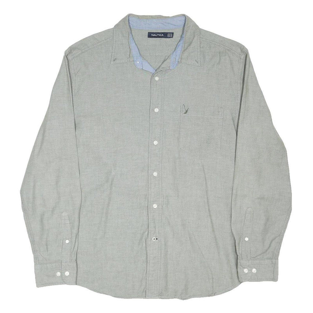 NAUTICA Mens Grey Cotton Blend Casual Shirt 2XL Long Sleeve Button Collar
