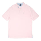 TOMMY HILFIGER Mens Pink Short Sleeve Plain XL Cotton Blend Polo Shirt Classic