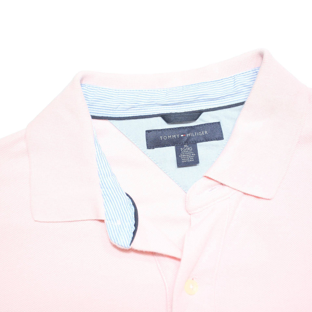 TOMMY HILFIGER Mens Pink Short Sleeve Plain XL Cotton Blend Polo Shirt Classic