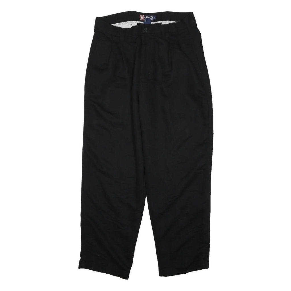 CHAPS RALPH LAUREN Mens Black Regular Fit Straight Leg Trousers W32 L30 Cotton
