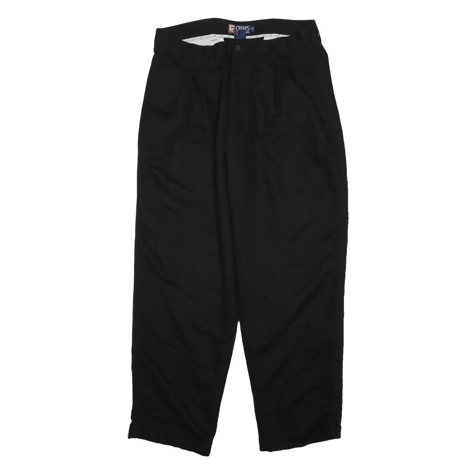 CHAPS RALPH LAUREN Mens Black Regular Fit Straight Leg Trousers W32 L30 Cotton