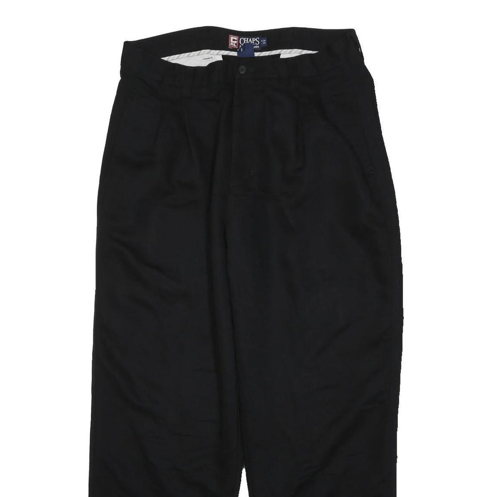 CHAPS RALPH LAUREN Mens Black Regular Fit Straight Leg Trousers W32 L30 Cotton