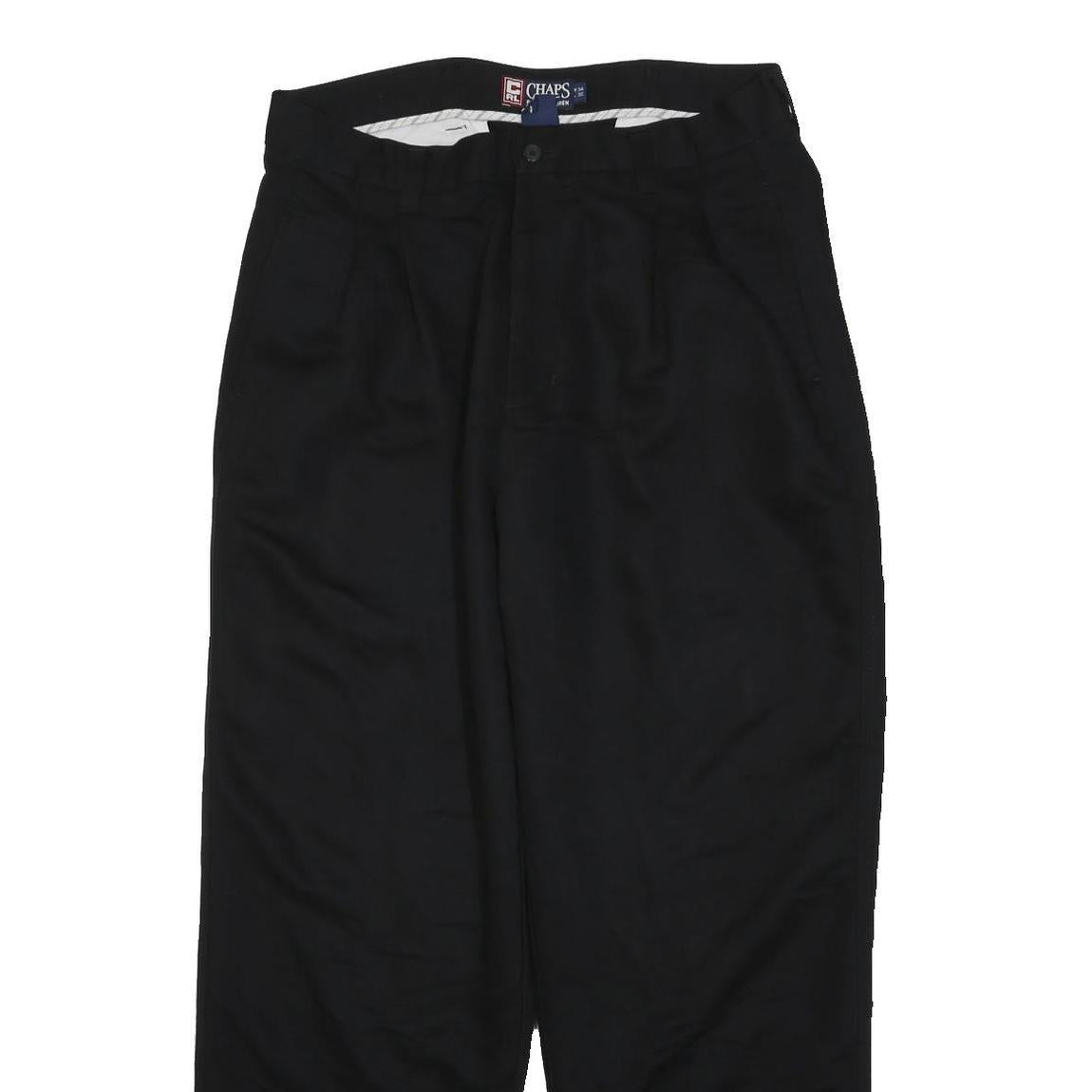 CHAPS RALPH LAUREN Mens Black Regular Fit Straight Leg Trousers W32 L30 Cotton