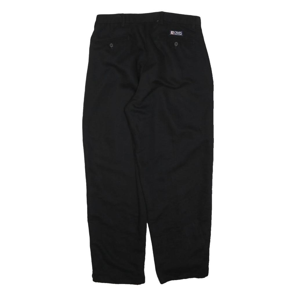 CHAPS RALPH LAUREN Mens Black Regular Fit Straight Leg Trousers W32 L30 Cotton