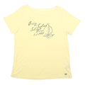 CREW CLOTHING Womens Yellow Cotton Blend Graphic T-Shirt UK 14 Short Sleeve