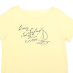 CREW CLOTHING Womens Yellow Cotton Blend Graphic T-Shirt UK 14 Short Sleeve