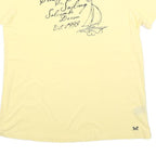 CREW CLOTHING Womens Yellow Cotton Blend Graphic T-Shirt UK 14 Short Sleeve