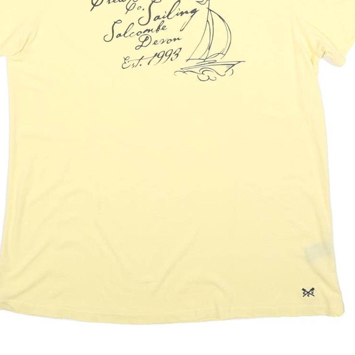 CREW CLOTHING Womens Yellow Cotton Blend Graphic T-Shirt UK 14 Short Sleeve