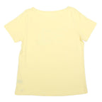 CREW CLOTHING Womens Yellow Cotton Blend Graphic T-Shirt UK 14 Short Sleeve