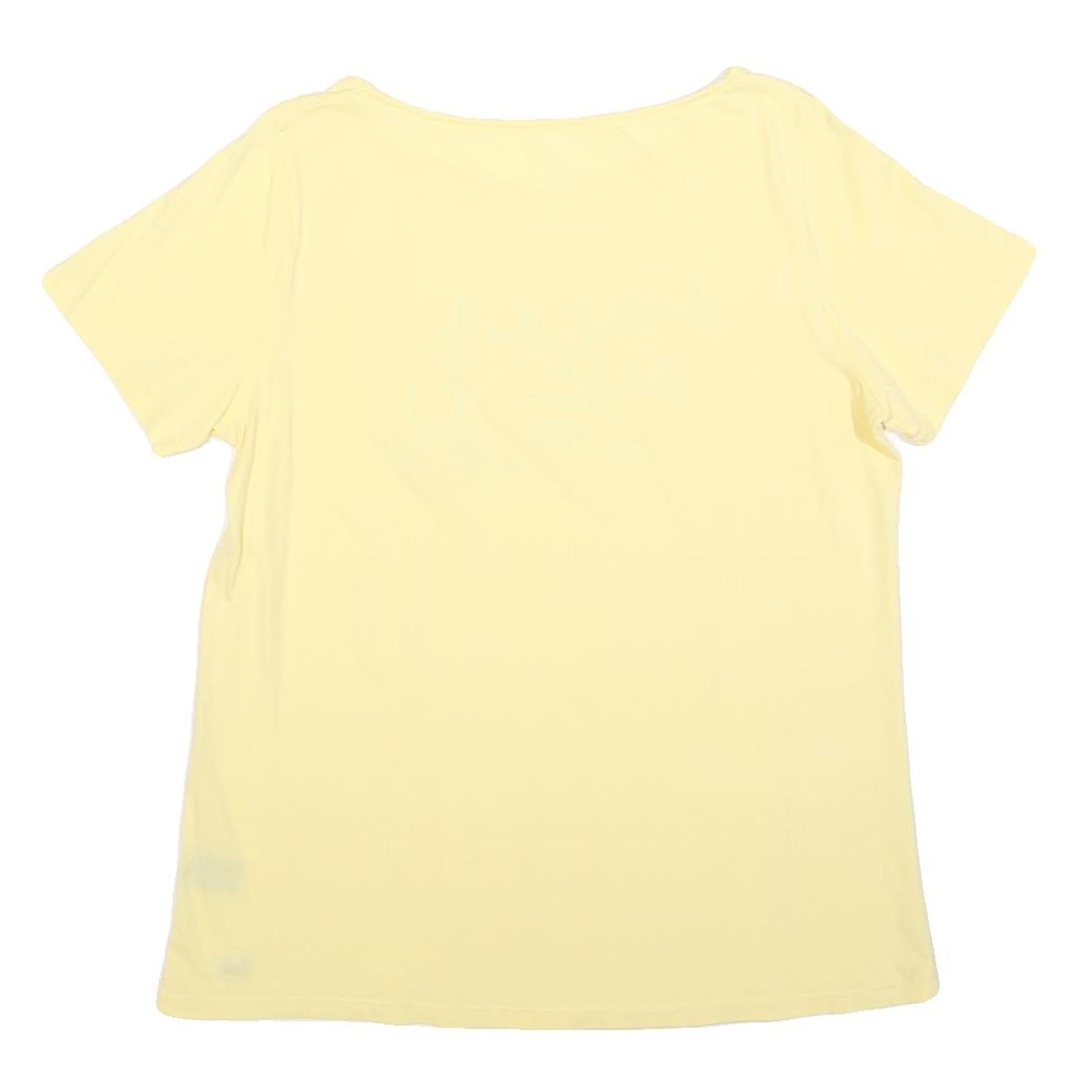 CREW CLOTHING Womens Yellow Cotton Blend Graphic T-Shirt UK 14 Short Sleeve